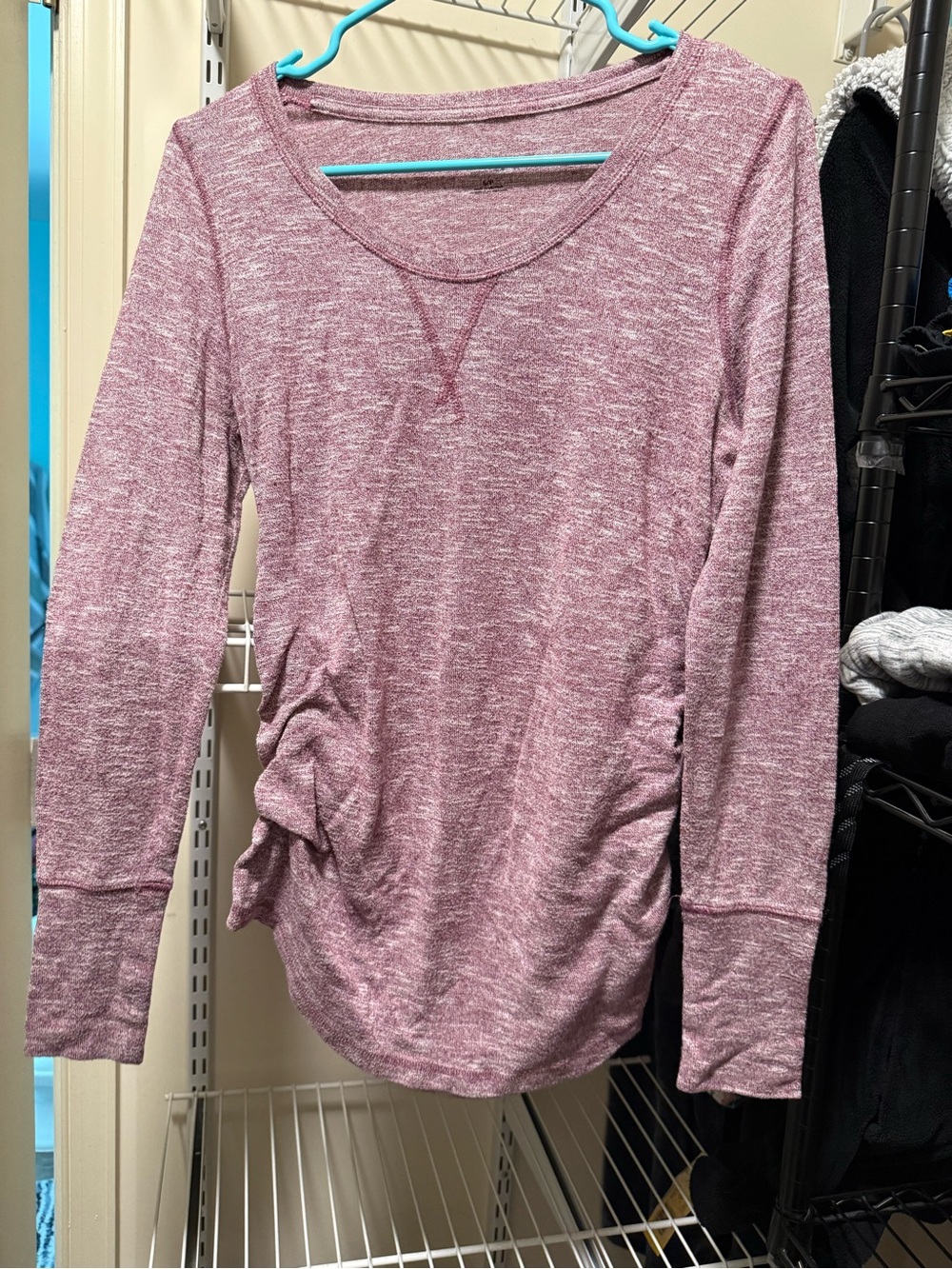 Liz Lange Maternity Long Sleeve Scoop Neck Top in Dusty Rose